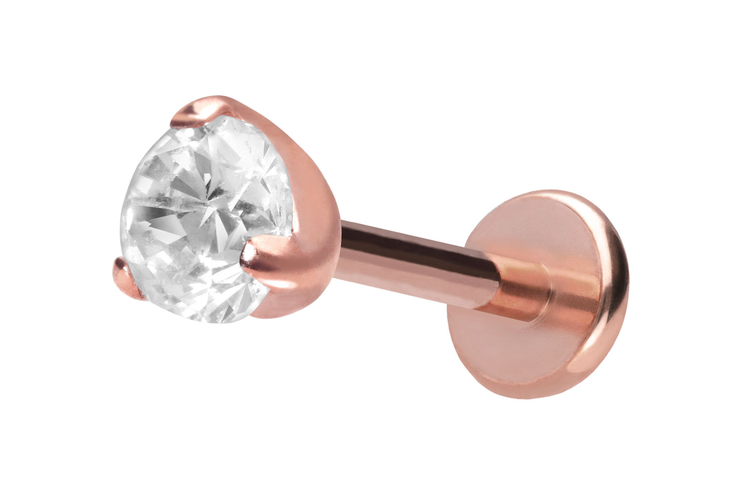 Titan Labret Piercing mit Push Fit EINGEFASSTER KRISTALL